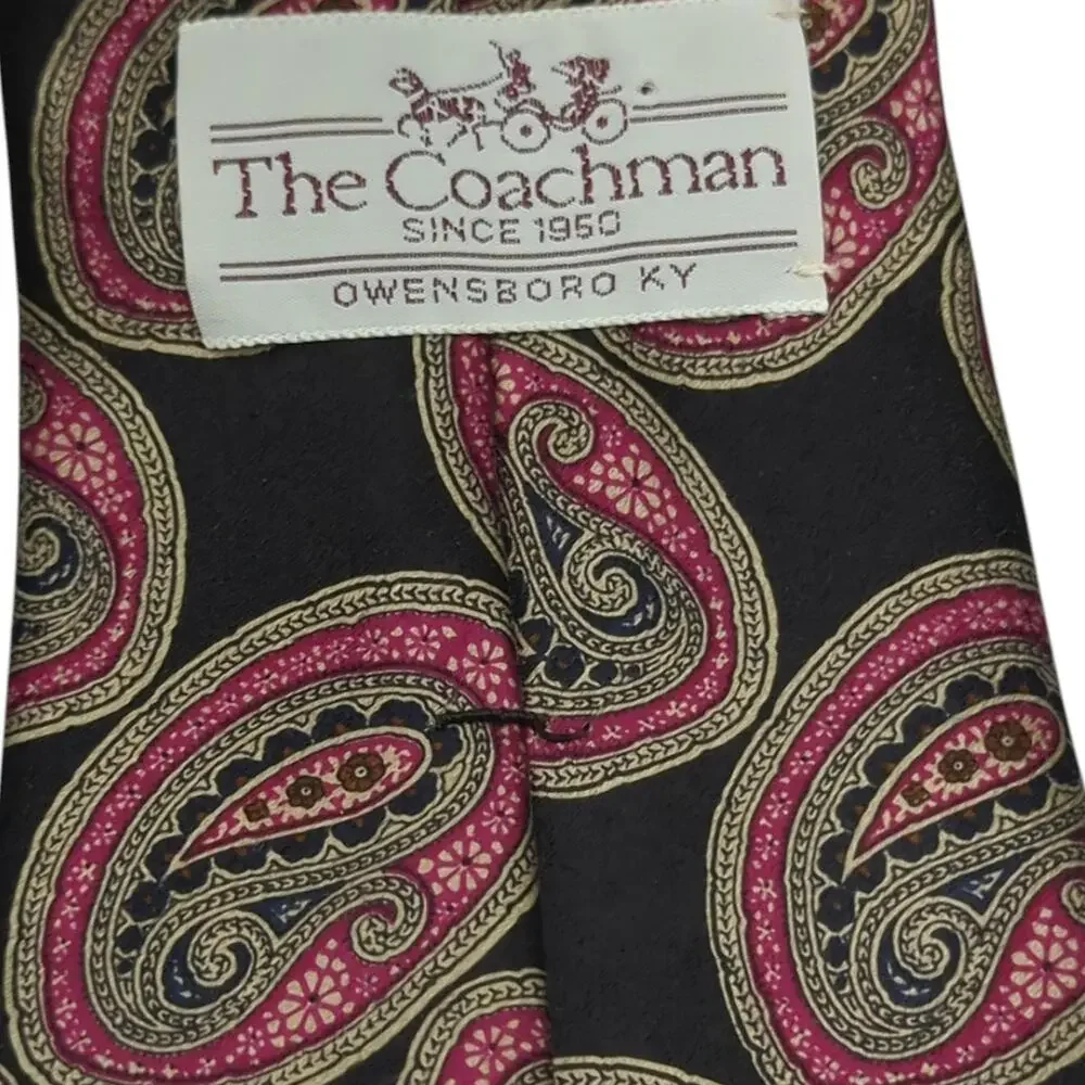 Vintage Countess Mara Men's Tie Dark Medallion‎ Paisley Silk Necktie Made in USA
